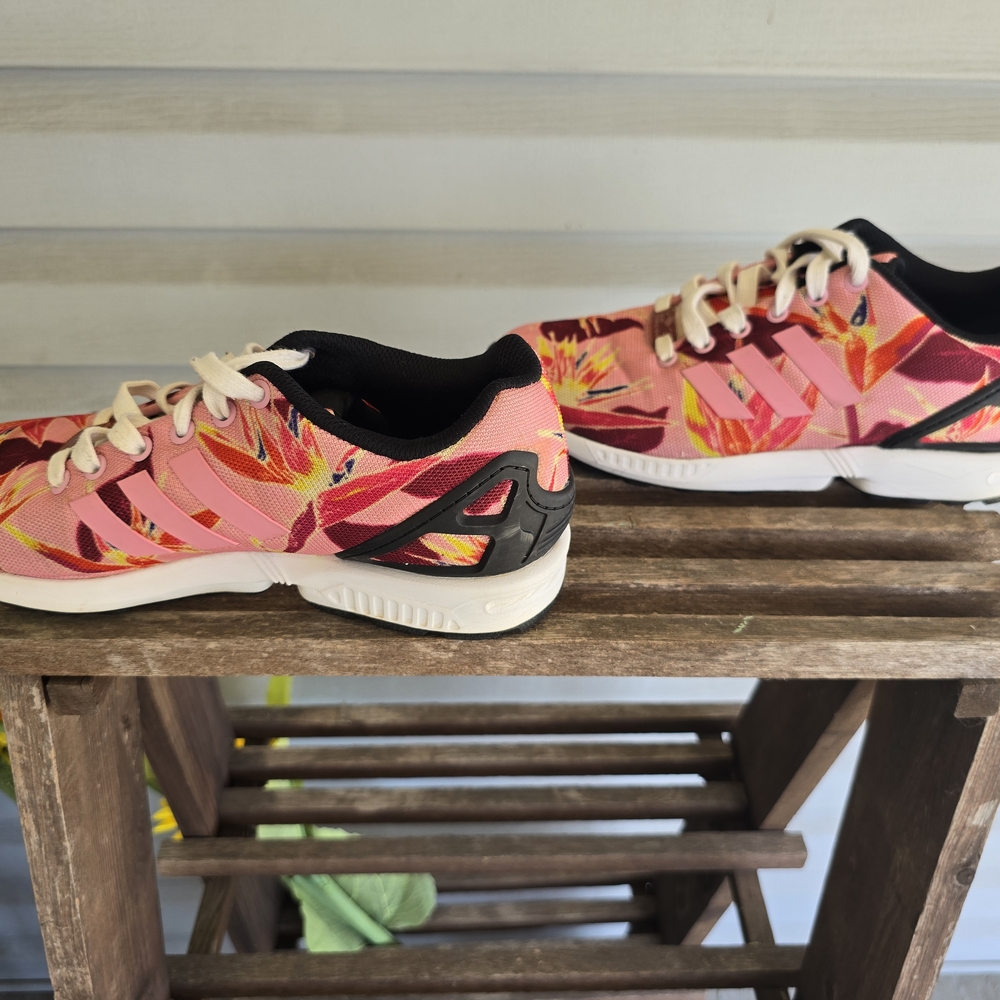 Adidas ZX Flux Print Mens Size 7 Pink White Athletic Running Shoes Sneakers - Picture 3 of 16